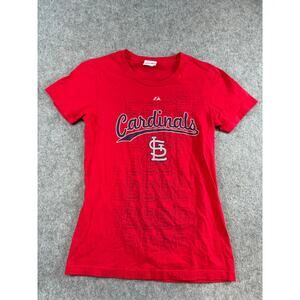 MLB St. Louis Cardinals Majestic Shirt Womens Small Red Graphic Baseball Y2K